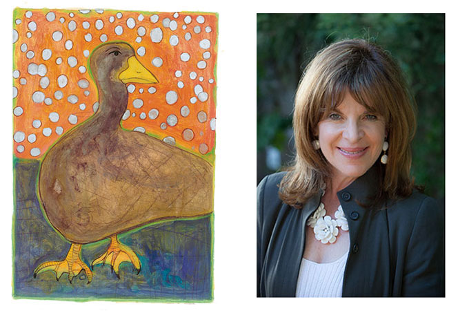 “Go Girl” (above) and “Feast” (on the cover) are monotype prints by Cynthia Pepper. Photo by Laura Reoch 