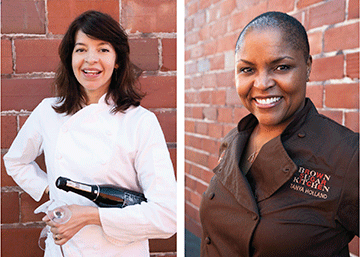 Pictured above are Oakland chefs Dominica Rice-Cisneros of Cosecha (left), and Tanya Holland of Brown Sugar Kitchen and B-Side BBQ. Featured in 