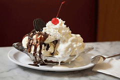 The Valentine's menu at Fentons features a scrumptious sundae for two. Photo courtesy of Fentons Creamery.