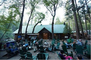 The dining hall and lawn chairs were favorite spots at Tuolumne Camp.
