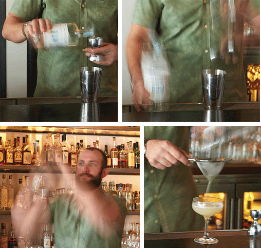 On the job at San Francisco bar and restaurant Beretta, bartender John Fragola puts together an Agricole Daiquiri.