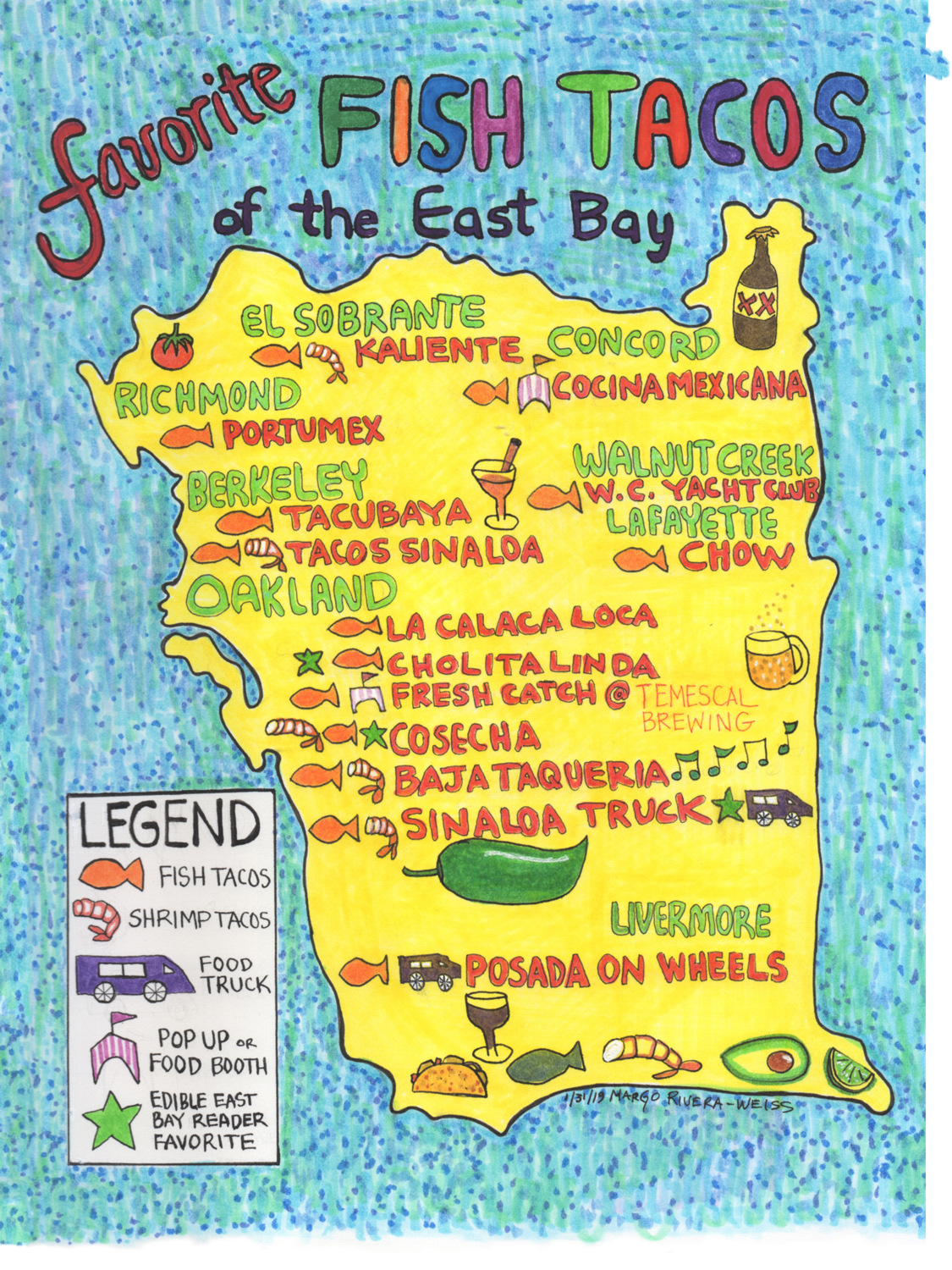 Staff illustrator Margo Rivera-Weiss makes food-related art and draws daily. Connect with them at margoriveraweiss.com, or on Facebook at Margo Rivera-Weiss - Art or East Bay Sketchers.
